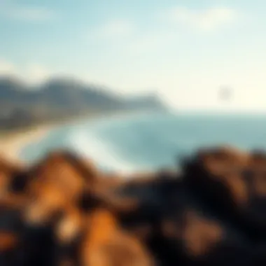 Scenic Kiteboarding Spot A breathtaking view of the kiteboarding location