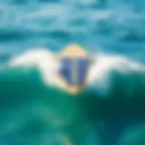 A sleek efoil surfboard gliding over clear blue waters