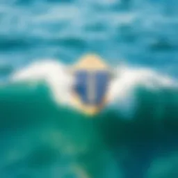 A sleek efoil surfboard gliding over clear blue waters