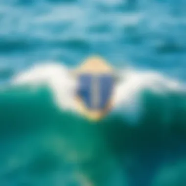 A sleek efoil surfboard gliding over clear blue waters