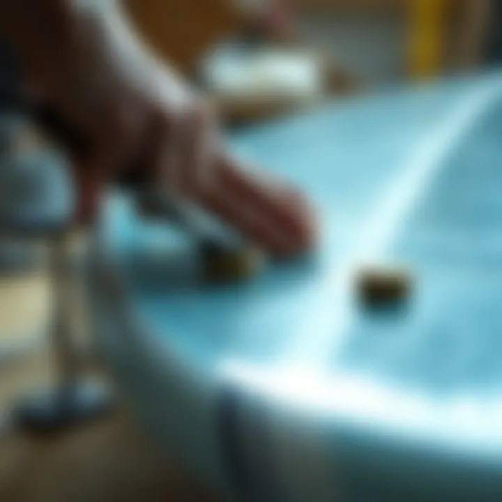Detailed view of efoil surfboard maintenance essentials