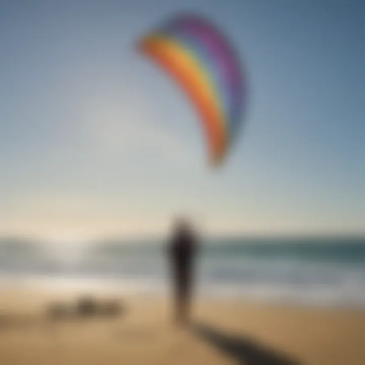 An individual inspecting a kite for quality and condition.