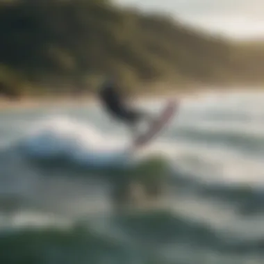 Kitesurfing Adventure A scenic location with kitesurfers enjoying the water.