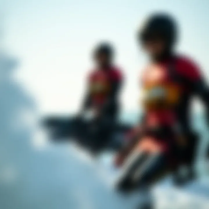 Kiteboarding enthusiasts using the Mustang Hudson Drysuit