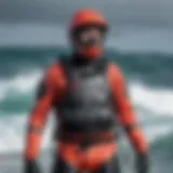 Detailed view of the Ocean Rodeo dry suit showcasing its innovative design