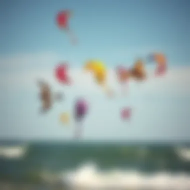 Whimsical Kites in Flight A vibrant array of whimsical kites soaring in the sky
