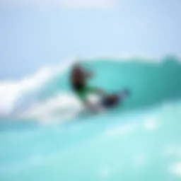 Stunning kiteboarder carving through the waves of Barbados