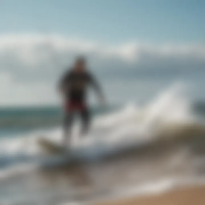 Kiteboarder analyzing wind conditions before taking to the water