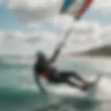 Dynamic kiteboarding action illustrating the thrill of the sport