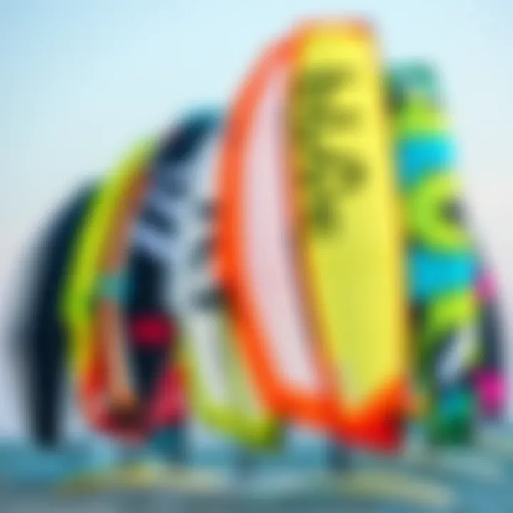 Comparison of Popular 12-Meter Kites An array of popular 12-meter kites lined up for comparison and selection