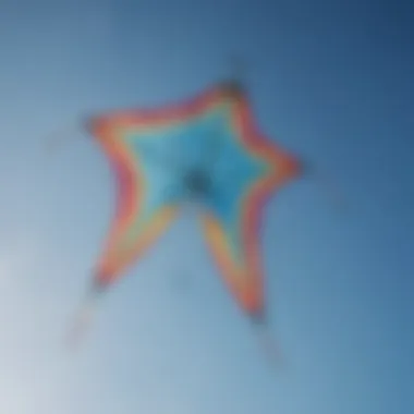 A vibrant four string kite soaring against a clear blue sky