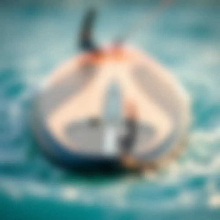 A close-up view of a hydrofoil board showcasing its sleek design and components.