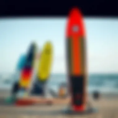 An assortment of hydrofoil board kits displayed, emphasizing variety for enthusiasts.