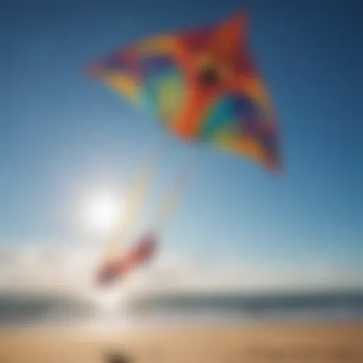 Vibrant inflatable kite soaring against a clear blue sky