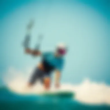 Kiteboarder wearing a V2 helmet during a high-speed run