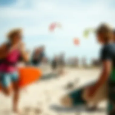 Local community gathering at Willoughby Spit celebrating kiteboarding culture