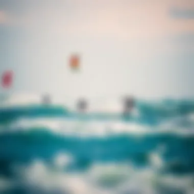 Kiteboarders riding the waves at Willoughby Spit