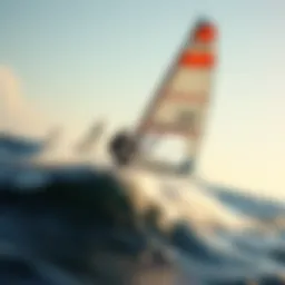 A dynamic wing sailing scene showcasing the fluidity of movement on water