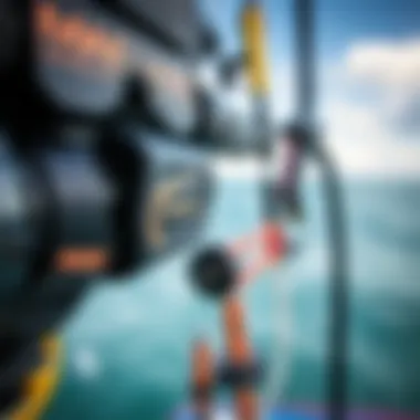 Close-up of high-performance kiteboarding equipment showcasing advanced design