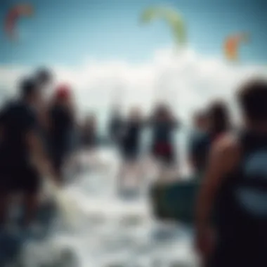 Kiteboarding Community Gathering and Engagement Kiteboarding community event showcasing engagement and excitement