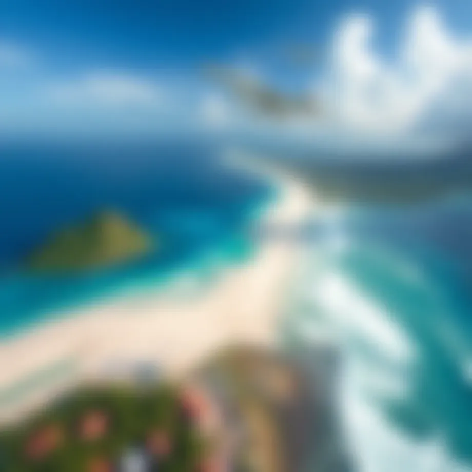 Breathtaking aerial view of Coconut Bay, showcasing its pristine beaches and azure waters