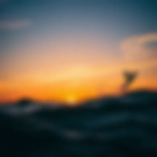 Sunset Glory: Fly Surfing at Dusk A stunning sunset view of a fly surfer gliding over the waves.