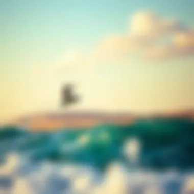 Soaring High in Gouna's Skies Kiteboarder soaring above the waves against a backdrop of Gouna's scenic beach