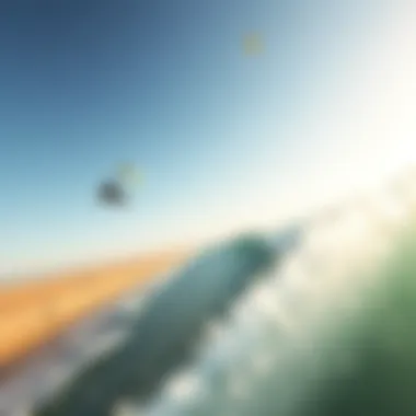 Aerial view of Gouna's expansive coastline highlighting kiteboarders in action