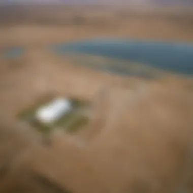 Aerial view of Hanford Weather Station with kiteboarders in the foreground