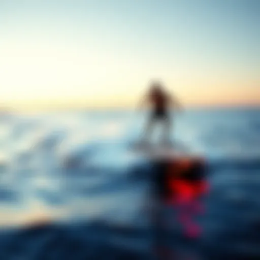 Futuristic Hover Surf Board in Action Futuristic hover surf board gliding over water