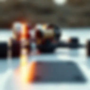 Close-up of hover surf board technology components