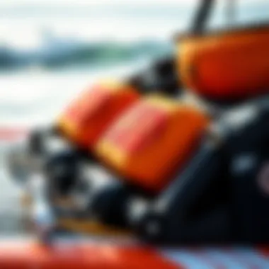 A close-up of hydrofoil gear and equipment