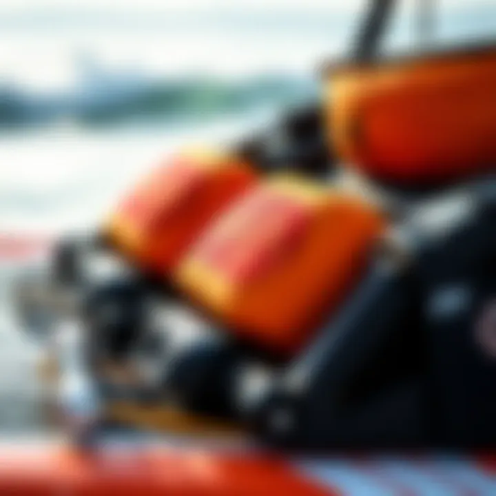 A close-up of hydrofoil gear and equipment