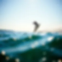 A hydrofoil wakesurfer gliding above the water surface