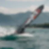 Close-up of a hydrofoil setup ready for kiteboarding