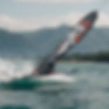 Hydrofoil Setup for Kiteboarding Close-up of a hydrofoil setup ready for kiteboarding