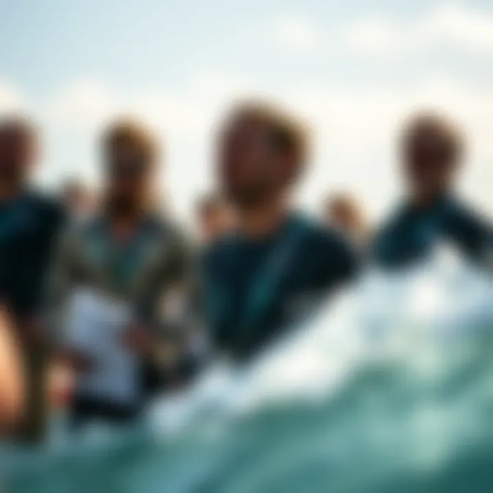 A group of kiteboarders celebrating their achievements at a community event