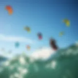 Vibrant Kiteboarding Experience A vibrant kiteboarding scene showcasing various colorful kites in the sky