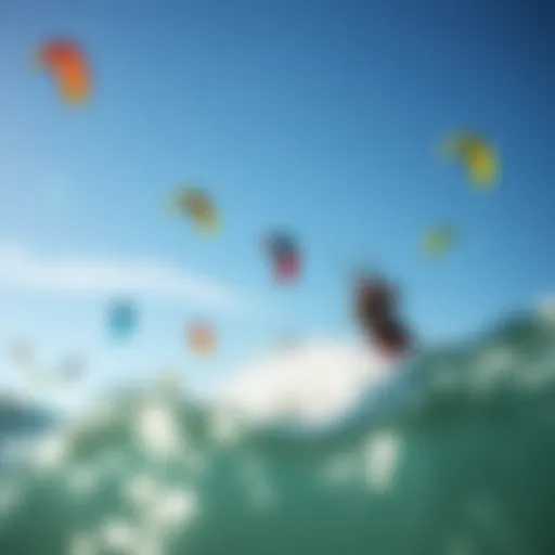 Vibrant Kiteboarding Experience A vibrant kiteboarding scene showcasing various colorful kites in the sky