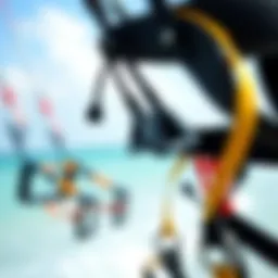 A close-up view of various kite harness designs highlighting their unique features