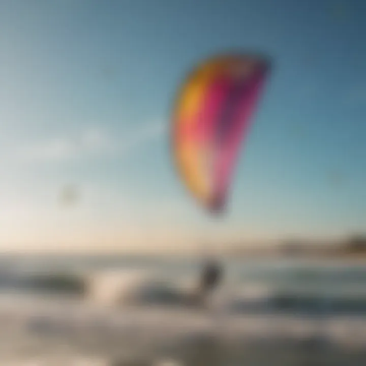 Vibrant kites soaring in the sky during a kiteboarding event