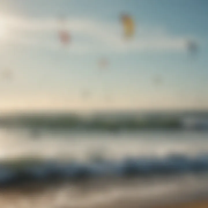 A group of kite surfers enjoying a sunny day on Cape Cod