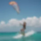 Kite surfing action on the turquoise waters of Playa del Carmen