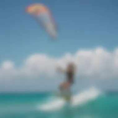 Kite surfing action on the turquoise waters of Playa del Carmen