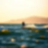 A kite surfer gliding over the waves in San Francisco Bay