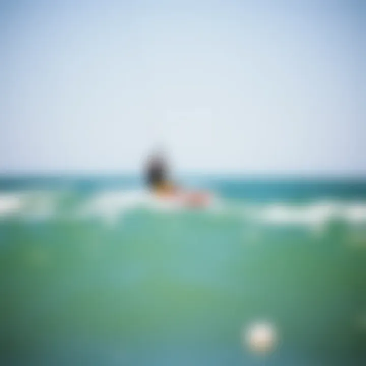 Vibrant kite surfing action on the waves