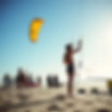 Kite surfing community gathering on Long Beach