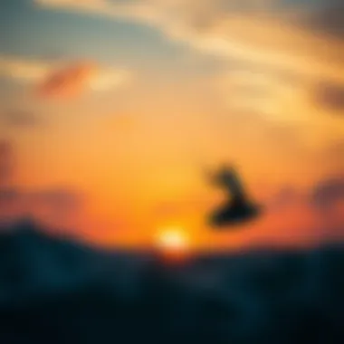Stunning sunset view over Long Beach while kite surfing