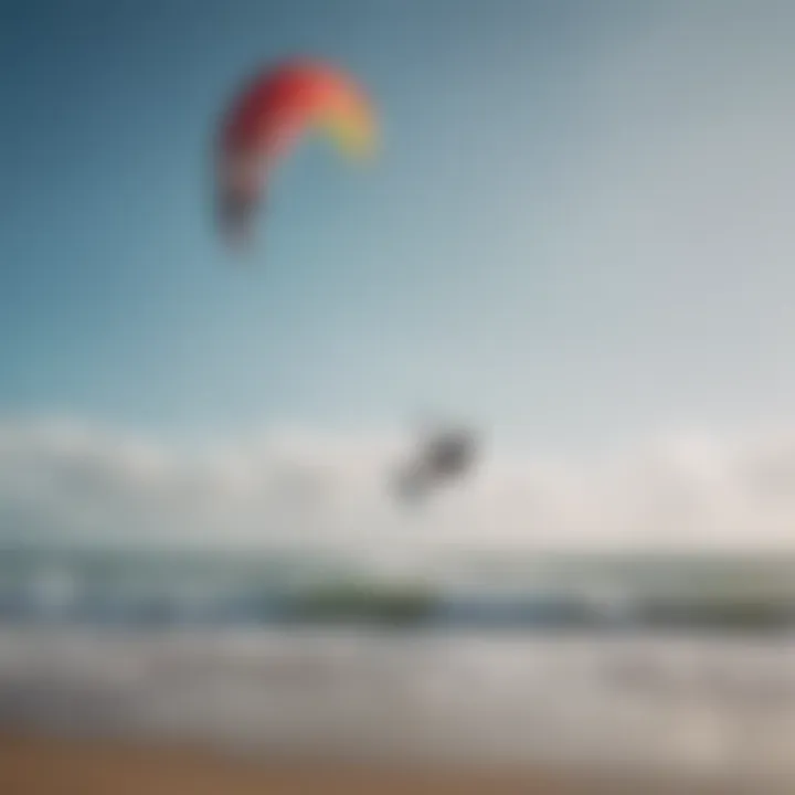 A kite surfing instructor guiding a student on the beach