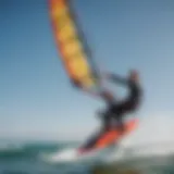 Detailed view of a kite surfing rig setup